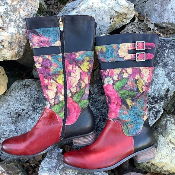 Spring Step L ‘Artiste Barbie Boot Sz 41 (10) Red Multi - Picture 7 of 7